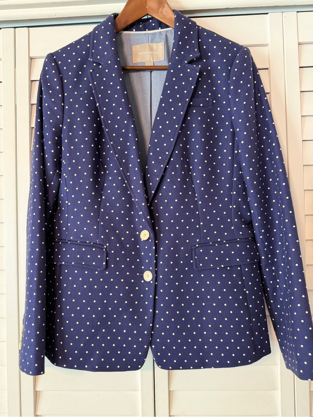 Banana Republic Navy White Polka Dot Blazer - Size 12